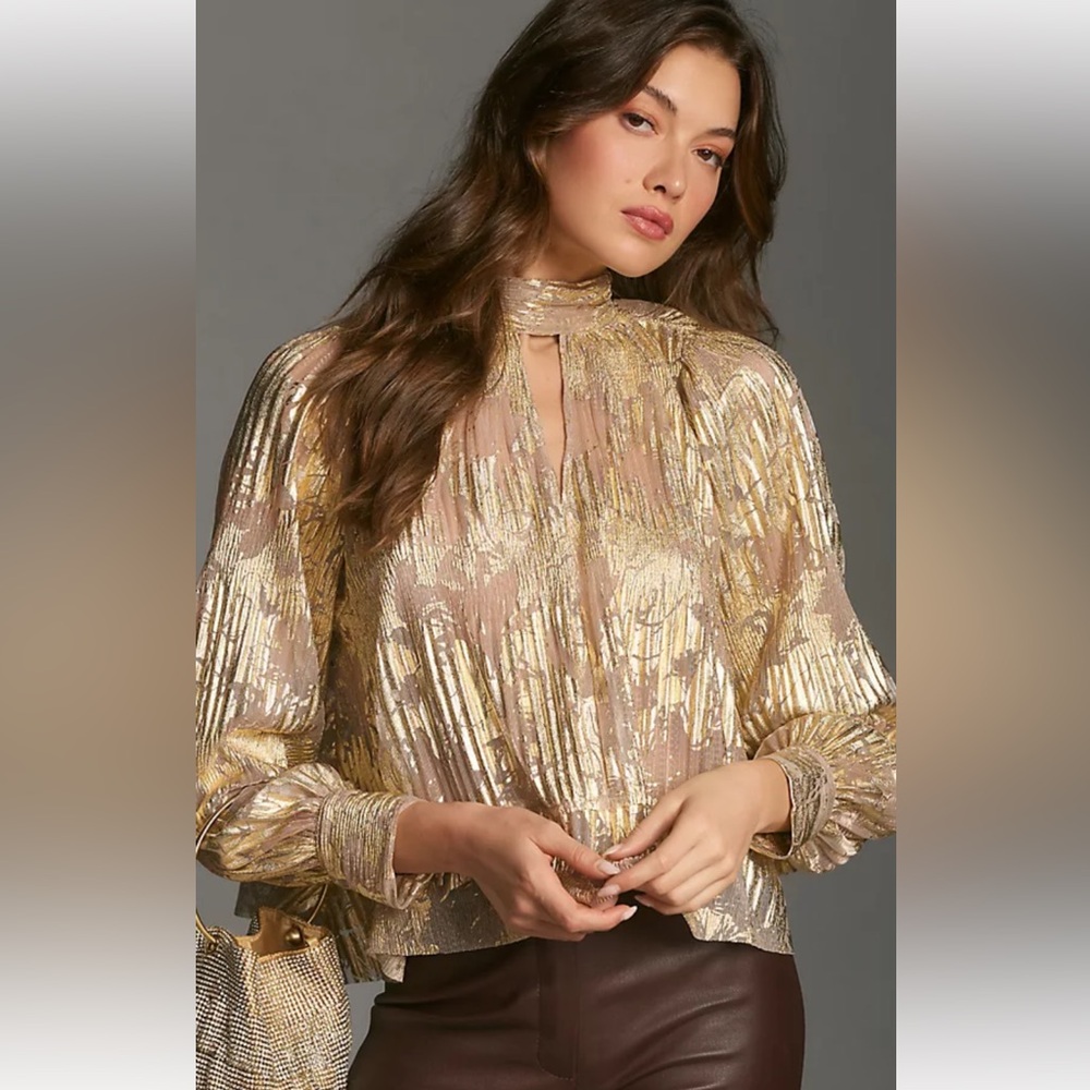 Anthropologie Maeve Gold and Cream Blouse